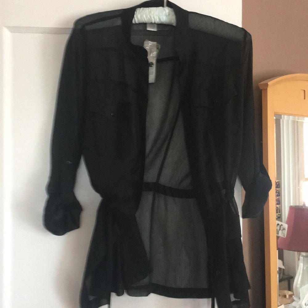 Cache black sheer shirt